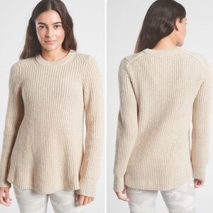 Athleta Taupe Ribbed Crew Neck Wool Sweater Size Small